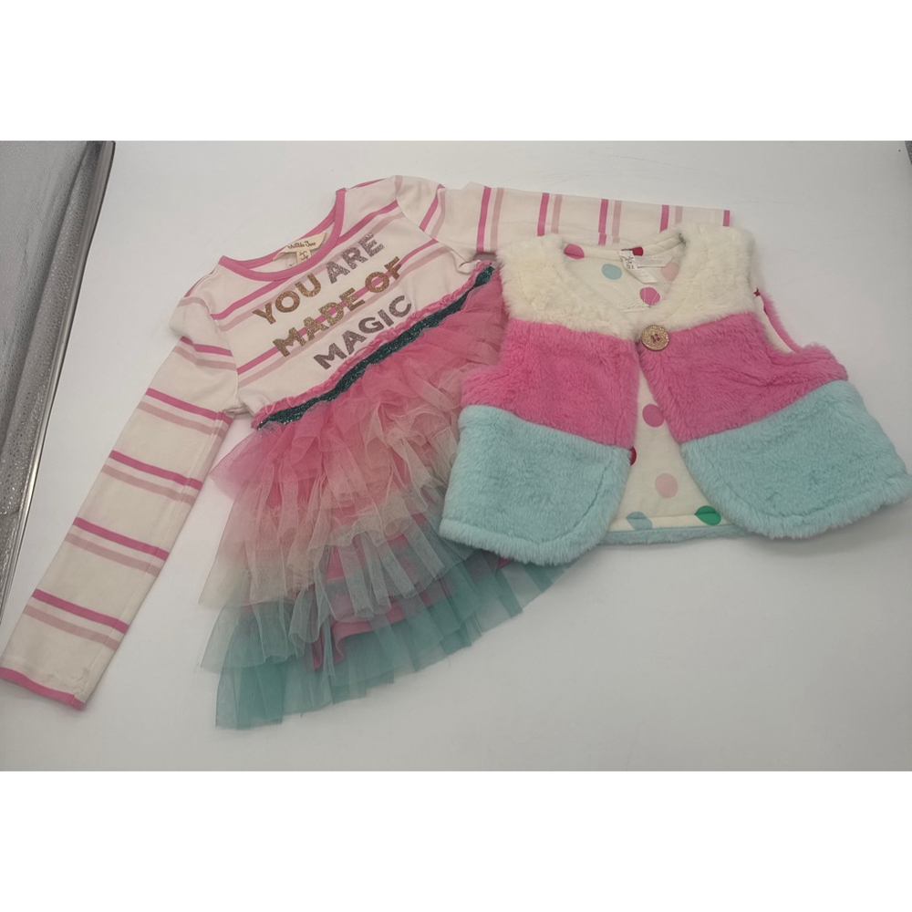 MATILDA JANE Tulle Ruffle Top & Reversible Vest Size 2